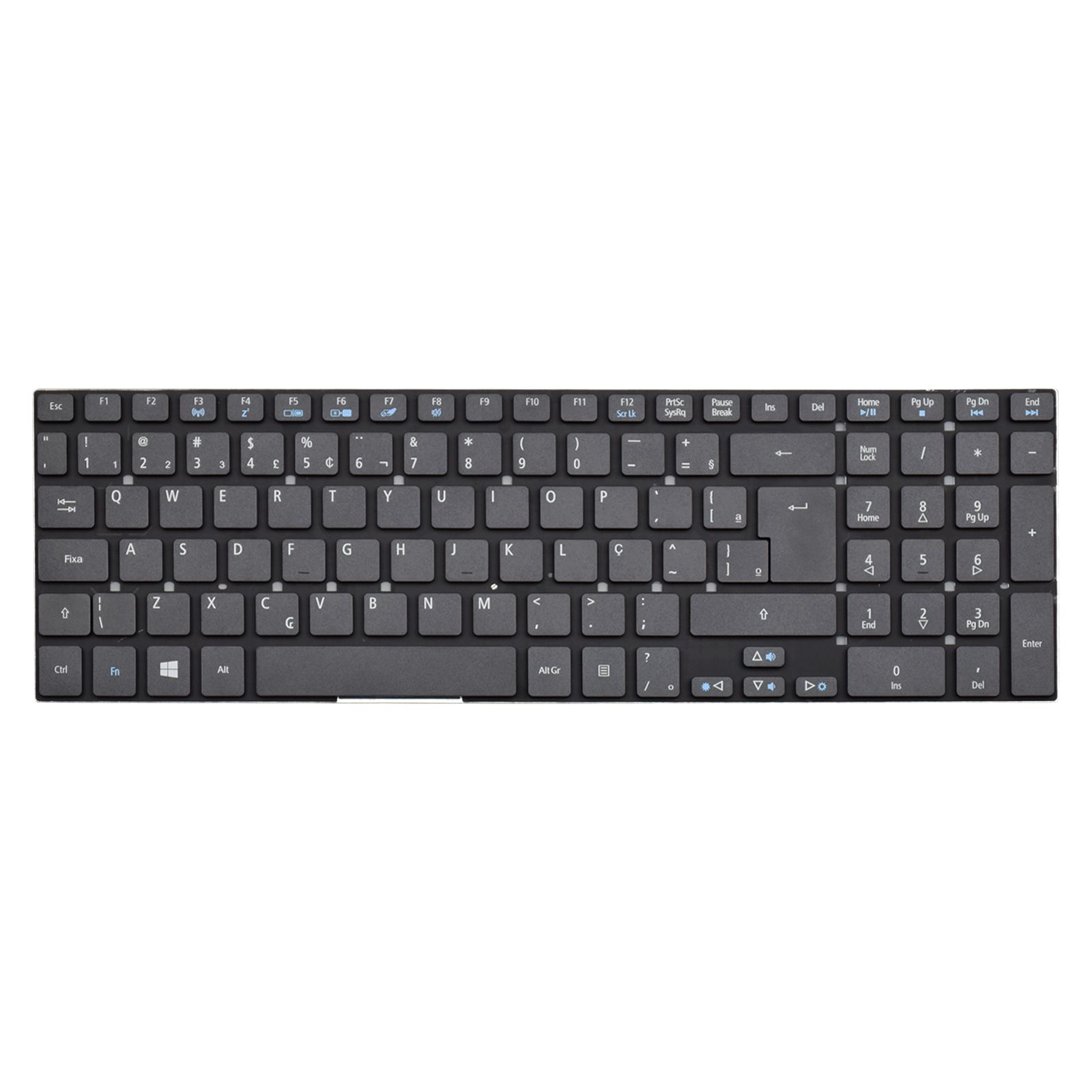 Teclado para Notebook Acer Aspire com padrão ABNT2 - UK Style Preto possui teclas confortáveis com Ç e 12 meses de garantia