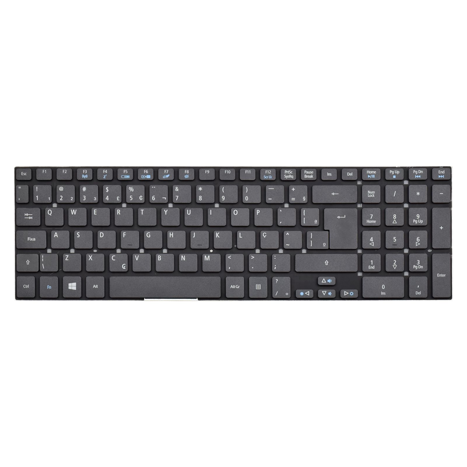 Teclado para Notebook Acer Aspire E5-521, ABNT2 - UK Style Preto, possui teclas confortáveis e 12 meses de garantia.