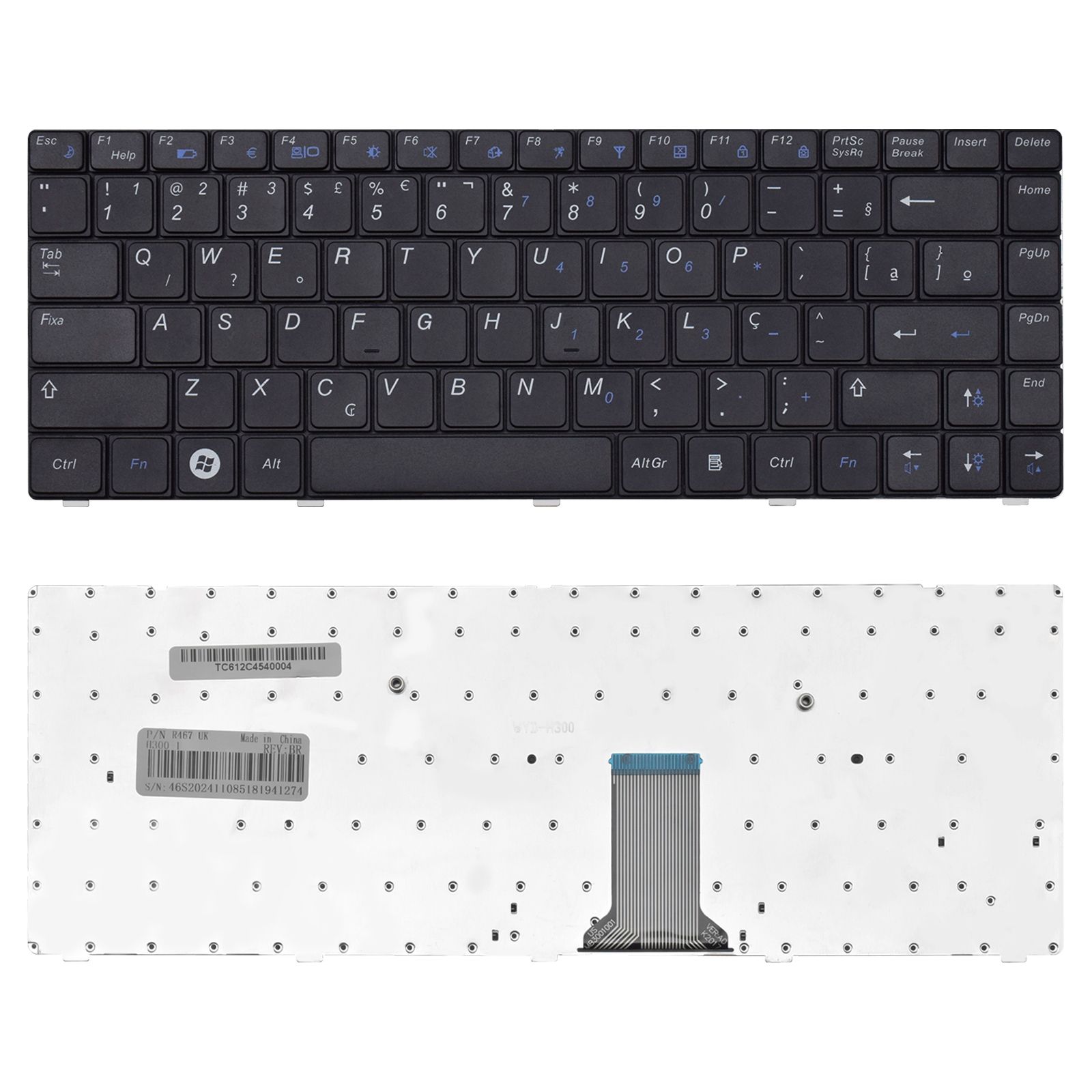 Teclado para Notebook Samsung R480, ABNT2 Preto, possui teclas confortáveis e 12 meses de garantia.