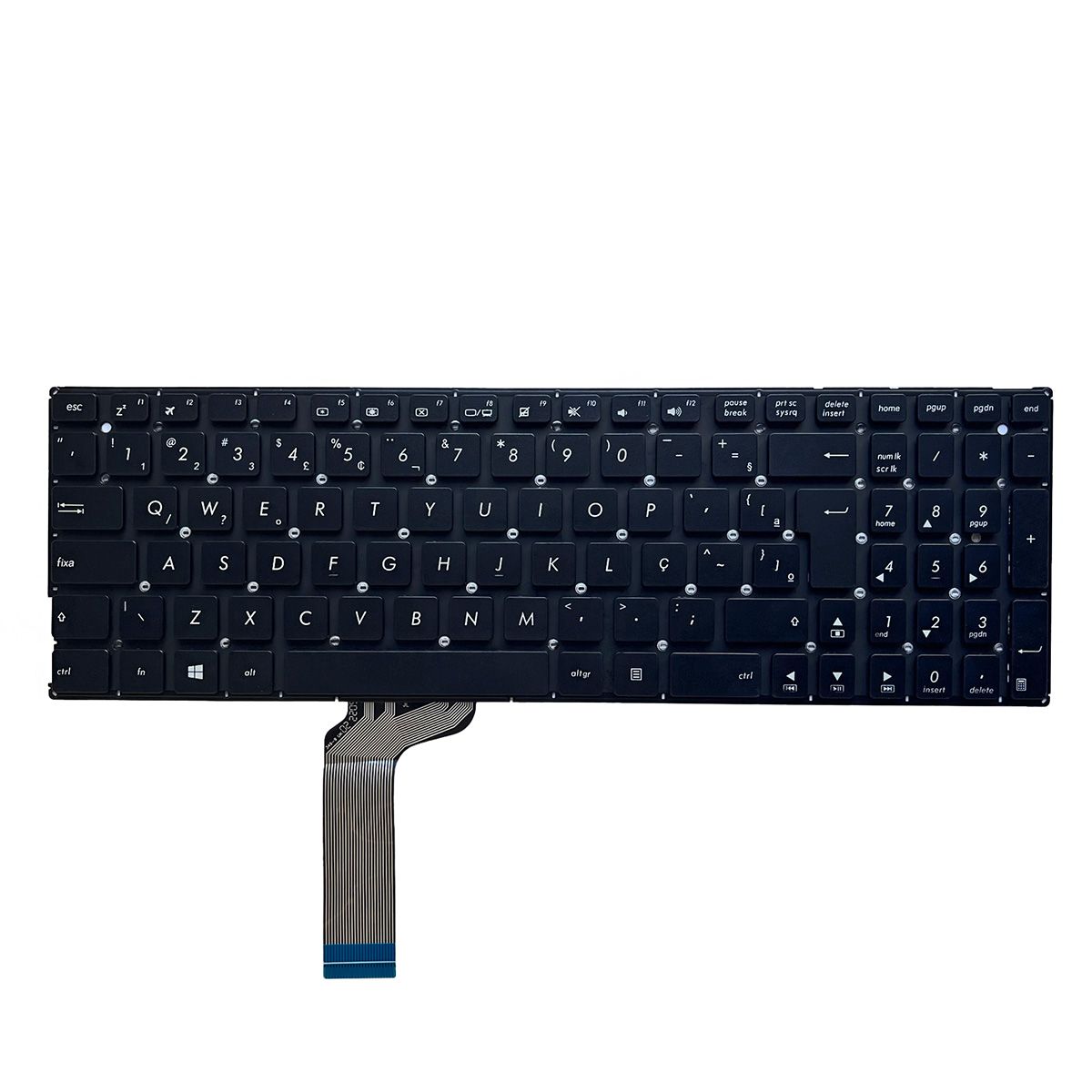 Teclado para Notebook Asus X Series X556UR, ABNT2 Preto, possui teclas confortáveis e 12 meses de garantia.
