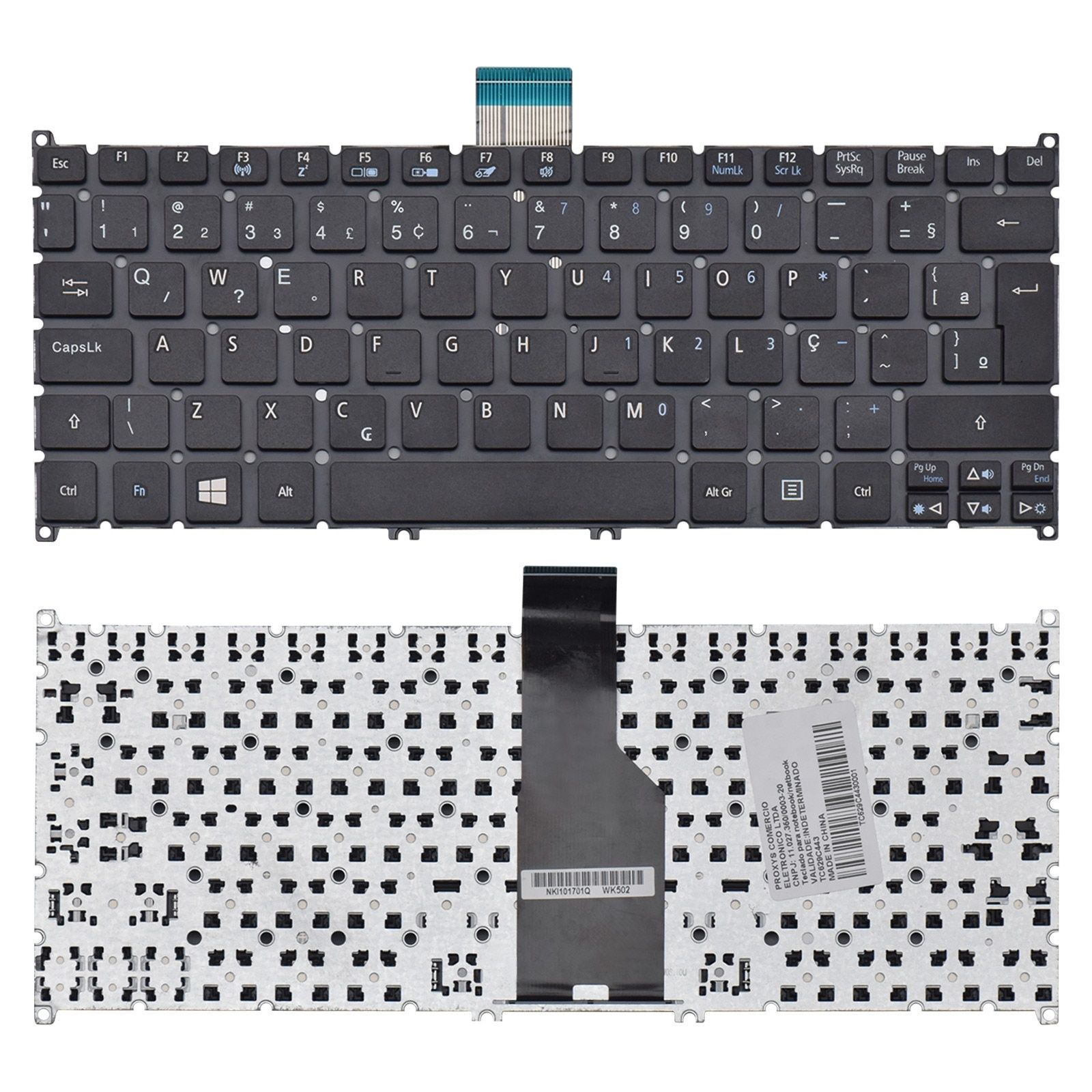 Teclado para Notebook Acer Aspire S3 MS2346 90.4BT07.S1D, ABNT2 Preto, possui teclas confortáveis e 12 meses de garantia.