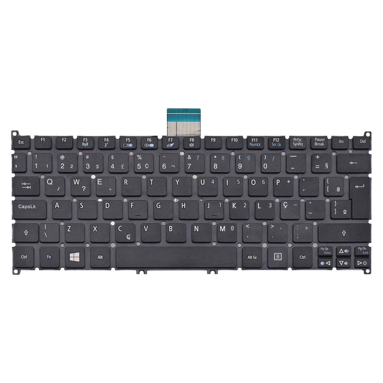 Teclado para Notebook Acer Aspire V5-123-3824 V5-171-6406 V5-171-6878, ABNT2 Preto, possui teclas confortáveis e 12 meses de garantia.