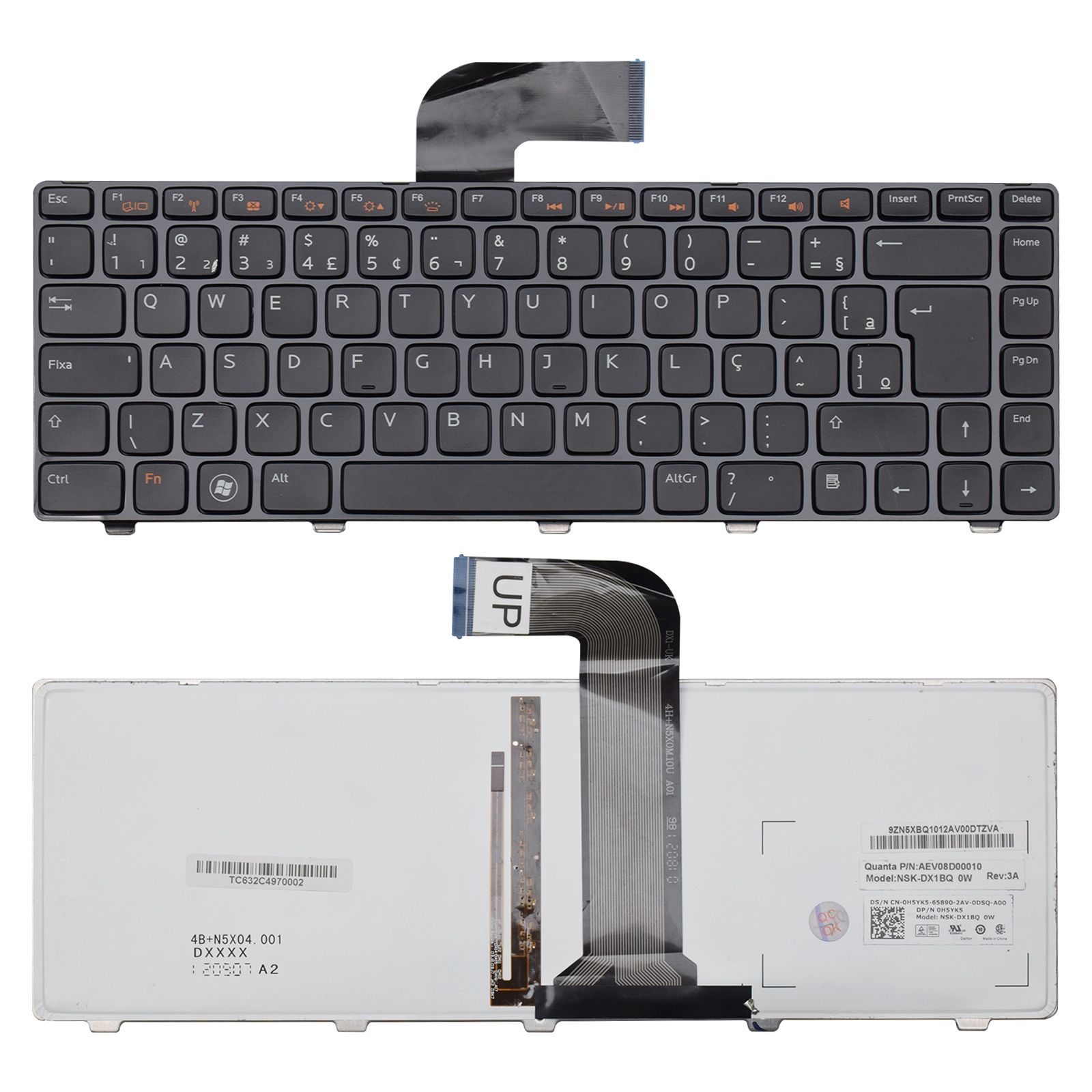 Teclado para Notebook Dell Part Number V119525AR ABNT2 Preto possui teclas confortáveis e 12 meses de garantia