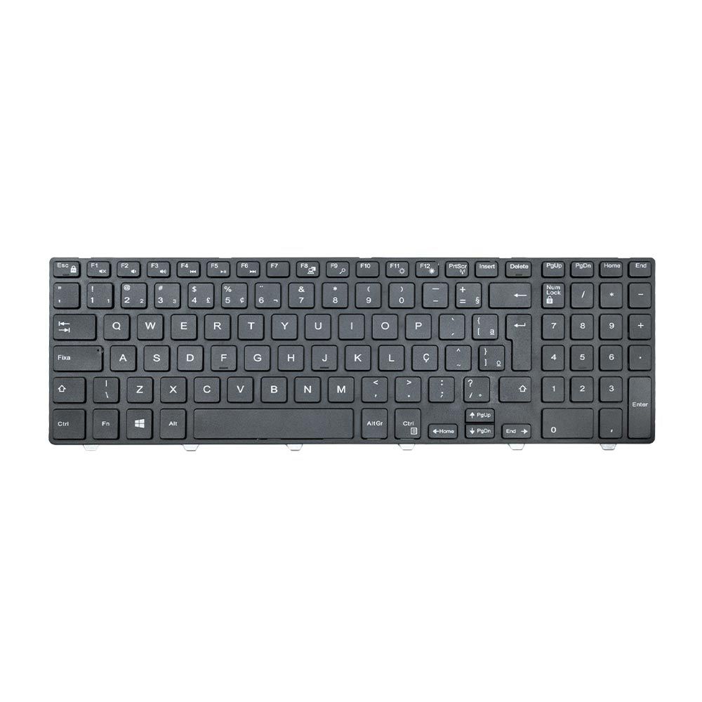 Teclado para Notebook Dell Inspiron com padrão ABNT2 Preto possui teclas confortáveis com Ç e 12 meses de garantia