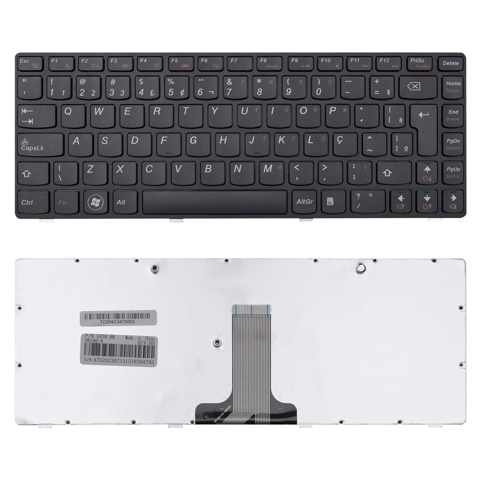 Teclado para Notebook Lenovo G Series G470 ABNT2 Preto possui teclas confortáveis e 12 meses de garantia