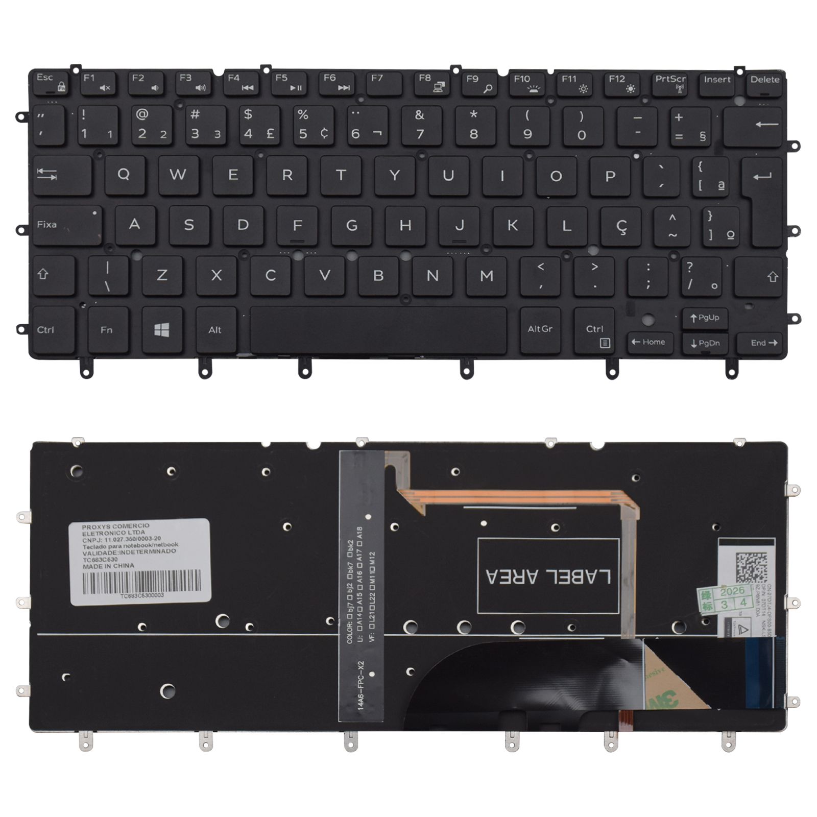 Teclado para Notebook Dell Xps com padrão ABNT2 Preto possui teclas confortáveis com Ç e 12 meses de garantia