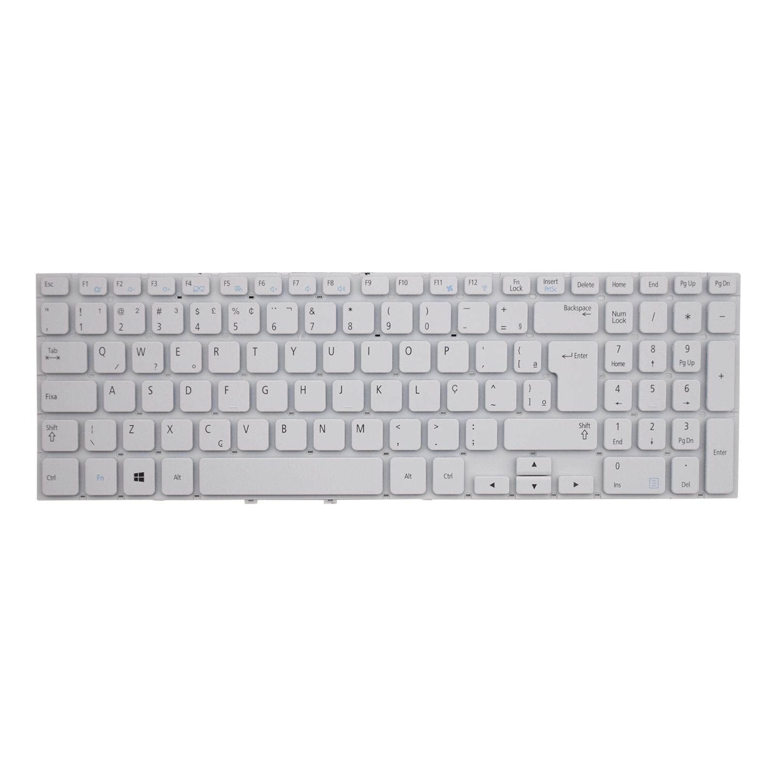 Teclado para Notebook Samsung E34 E34, ABNT2 Branco, possui teclas confortáveis e 12 meses de garantia.