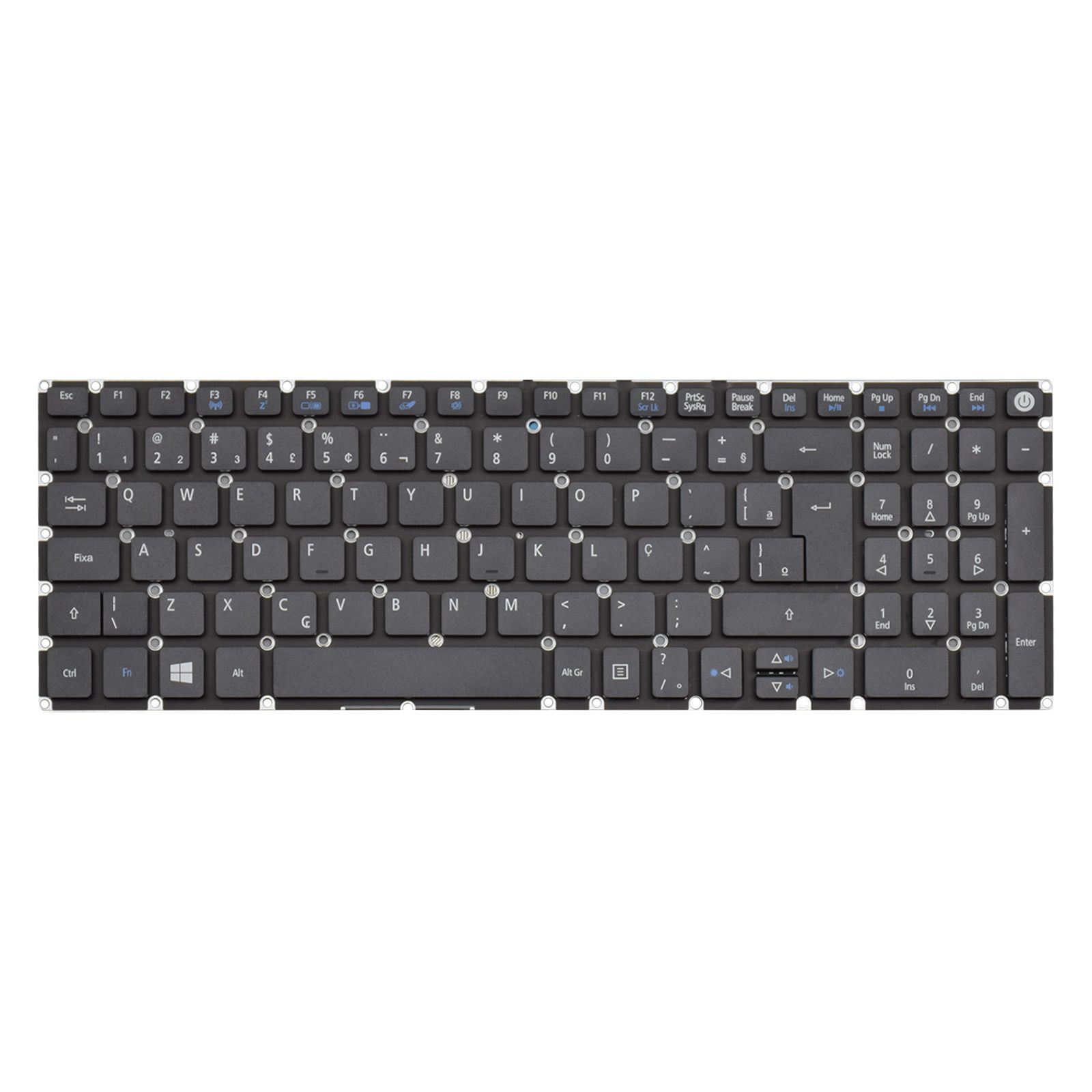 Teclado para Notebook Acer Aspire com padrão ABNT2 - F3 WI-FI Preto possui teclas confortáveis com Ç e 12 meses de garantia