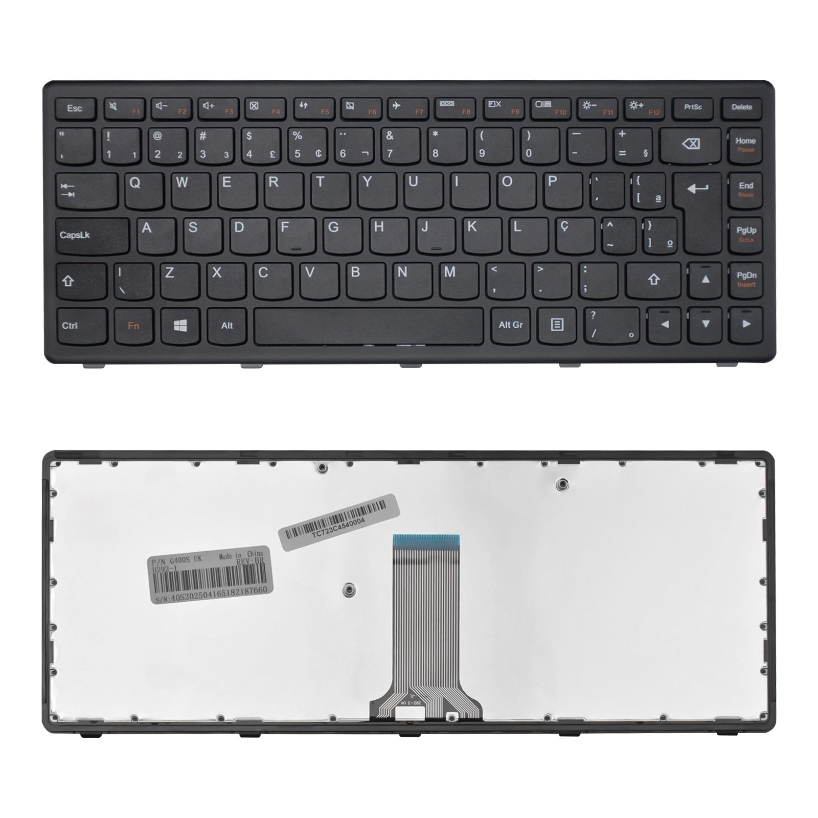Teclado para Notebook Lenovo Part Number 25211199, ABNT2 Preto, possui teclas confortáveis e 12 meses de garantia.