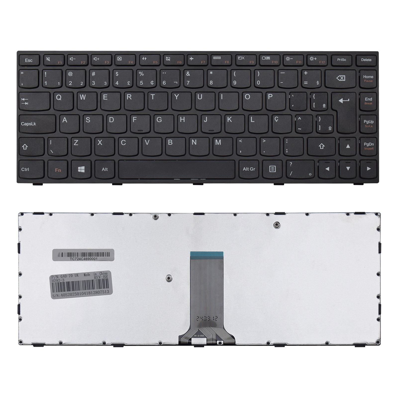 Teclado para Notebook Lenovo G Series G40, ABNT2 Preto, possui teclas confortáveis e 12 meses de garantia.