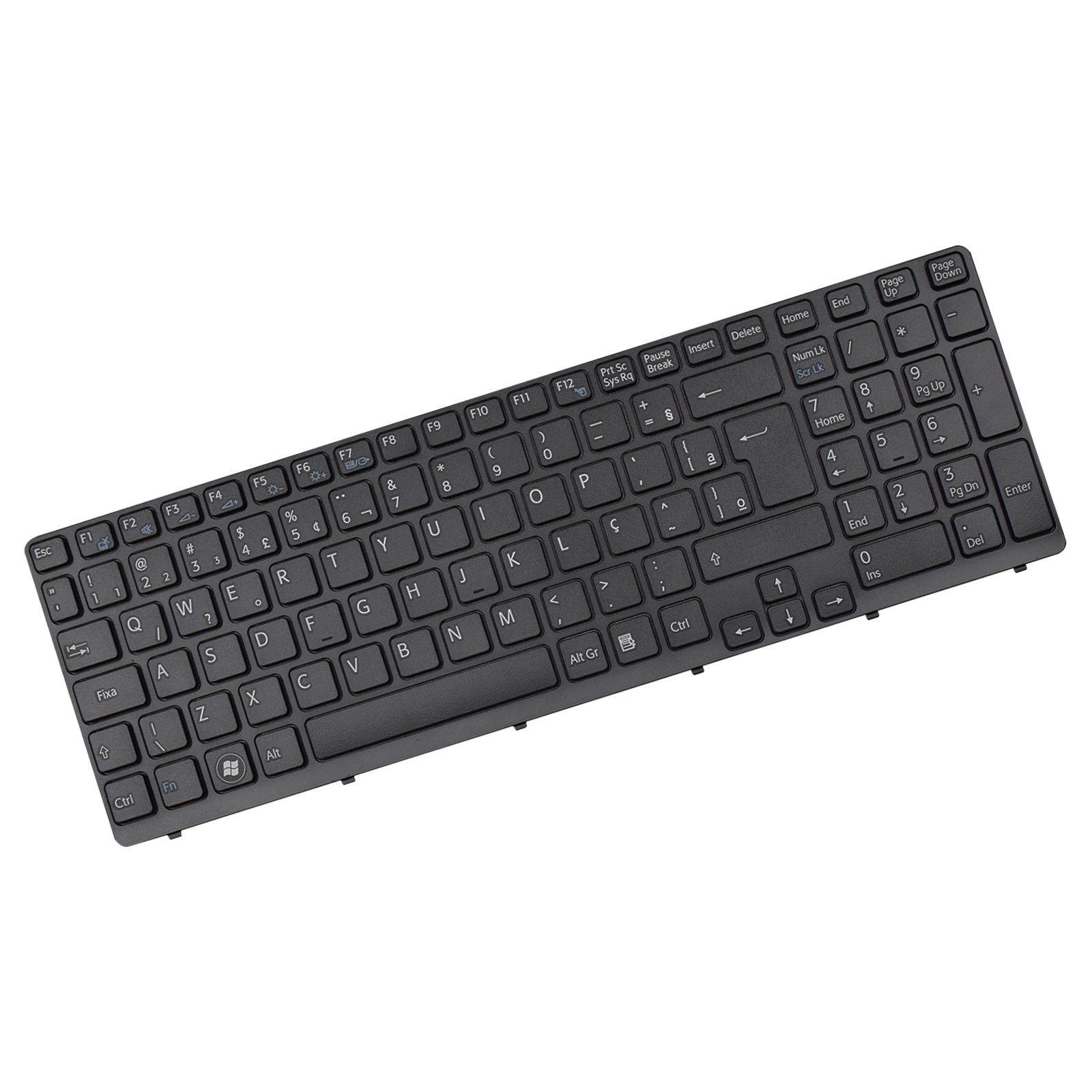 Teclado para Notebook Sony Vaio SVE-15 SVE151D11X SVE15111EBS, ABNT2 Preto, possui teclas confortáveis e 12 meses de garantia.