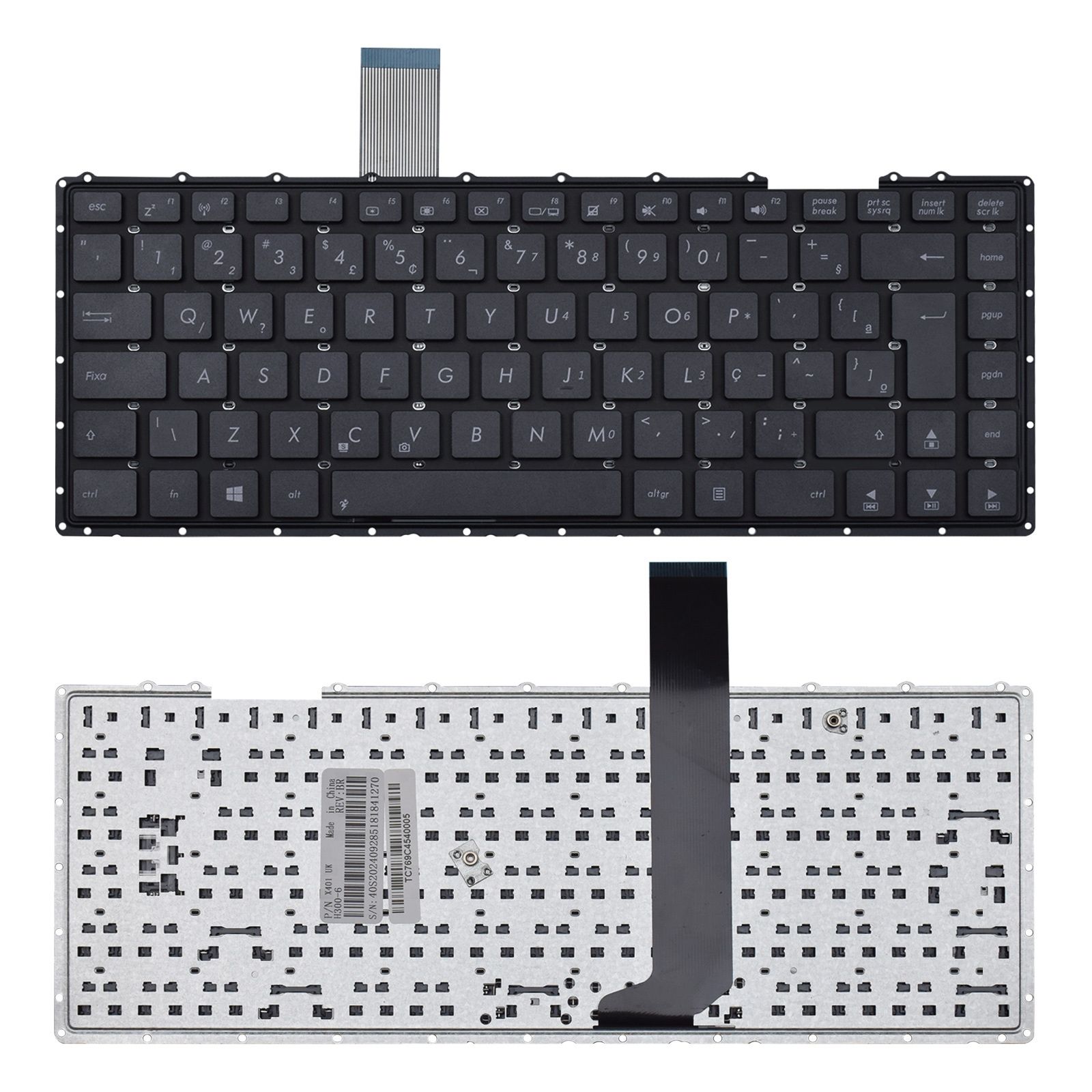 Teclado para Notebook Asus Part Number AEXJ1601010, ABNT2 Preto, possui teclas confortáveis e 12 meses de garantia.