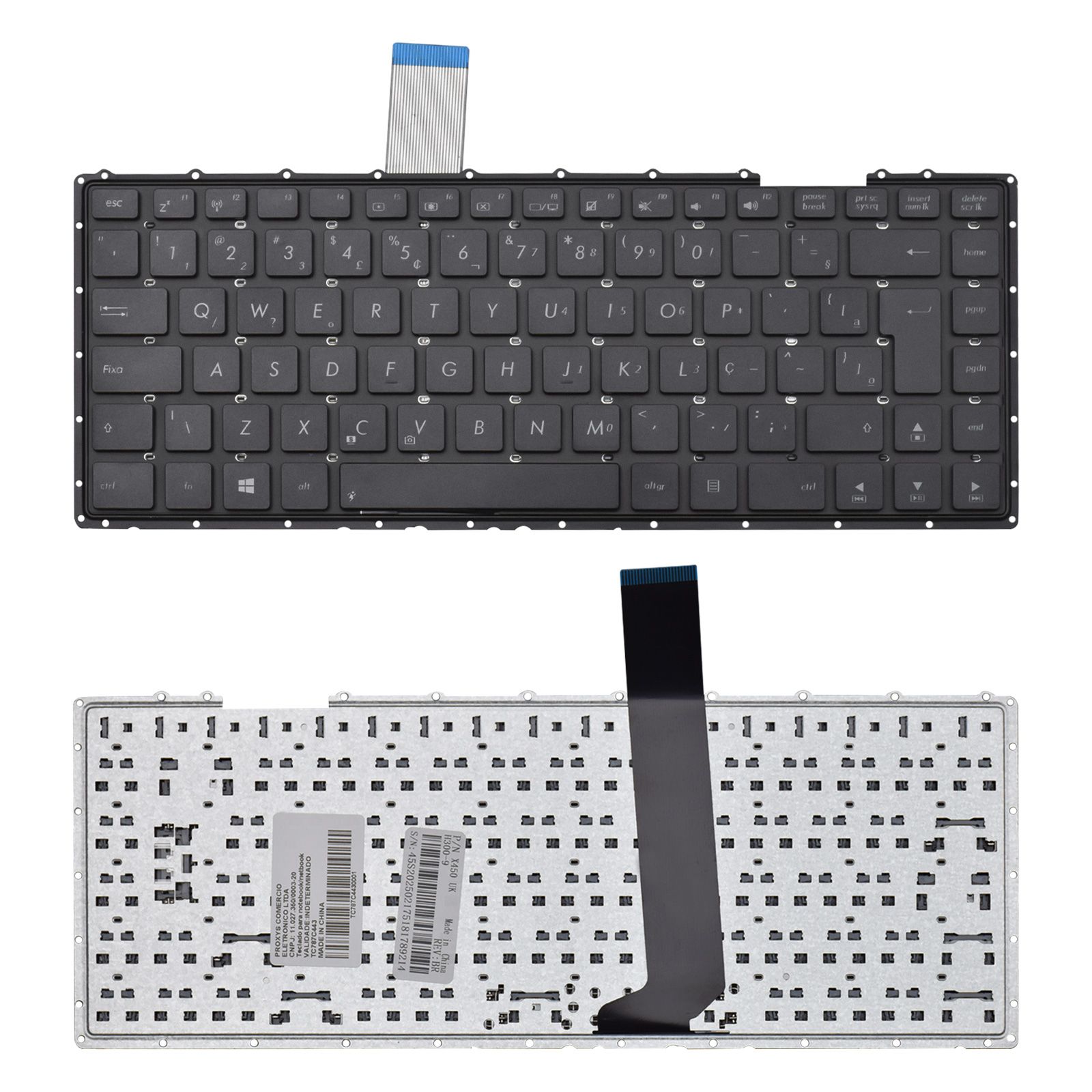 Teclado para Notebook Asus X Series X450, ABNT2 Preto, possui teclas confortáveis e 12 meses de garantia.
