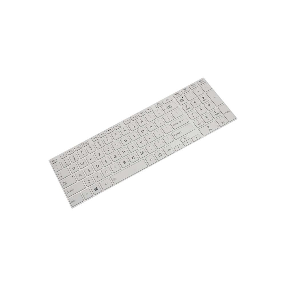 Teclado para Notebook Toshiba Satellite L855D, Inglês Internacional - US Branco, possui teclas confortáveis e 12 meses de garantia.