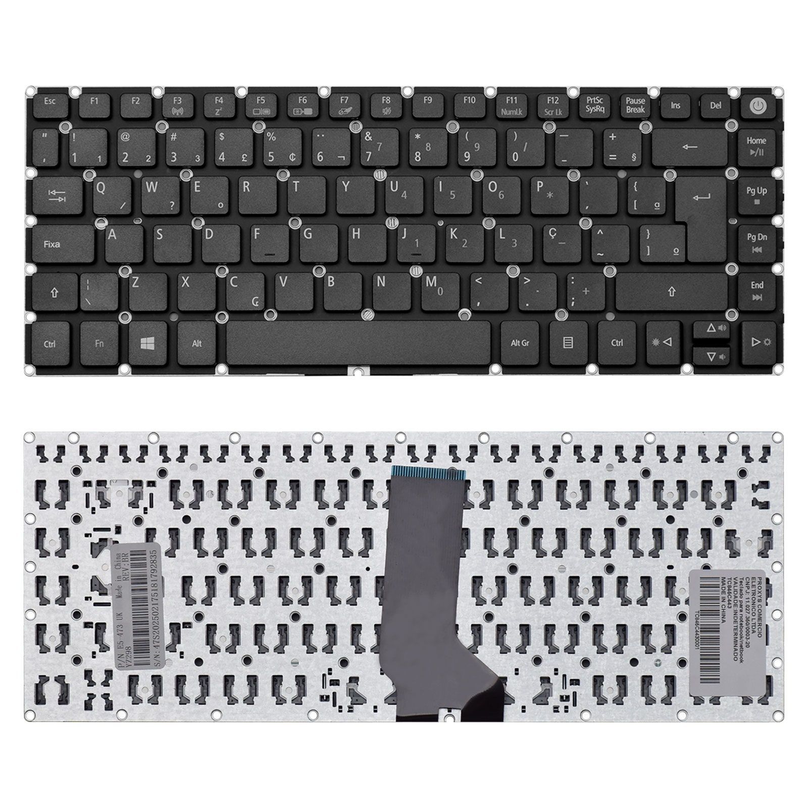 Teclado para Notebook Acer Aspire E5-473-5896, ABNT2 Preto, possui teclas confortáveis e 12 meses de garantia.