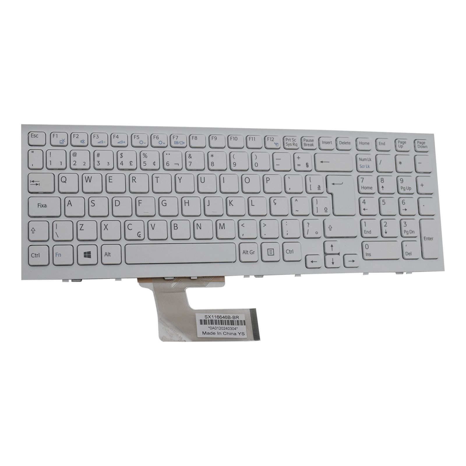 Teclado para Notebook Sony Vaio Vpc VPCEH-VPCEH10EB, ABNT2 Branco, possui teclas confortáveis e 12 meses de garantia.