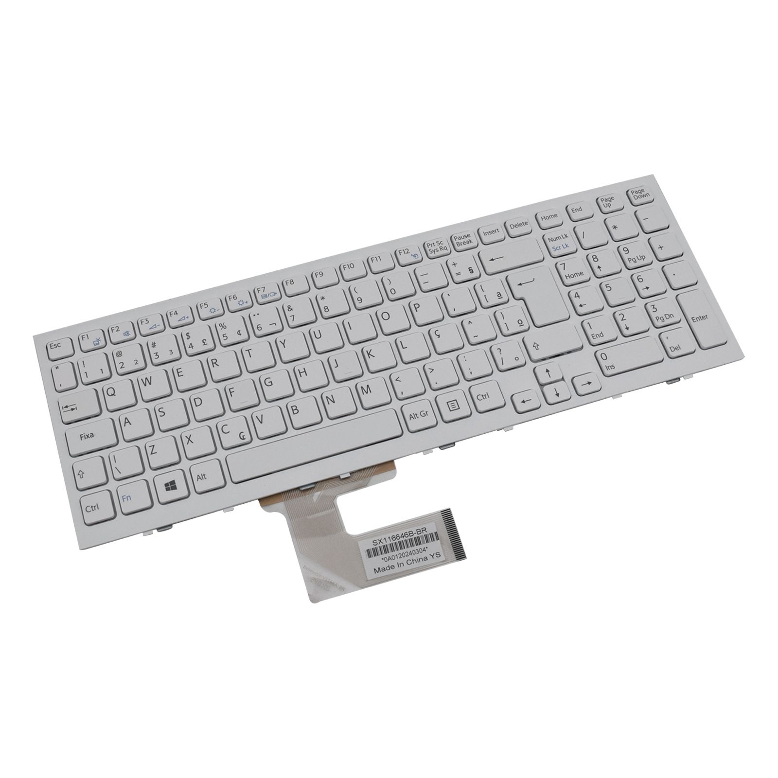 Teclado para Notebook Sony Vaio Vpc VPC-EH30EB, ABNT2 Branco, possui teclas confortáveis e 12 meses de garantia.