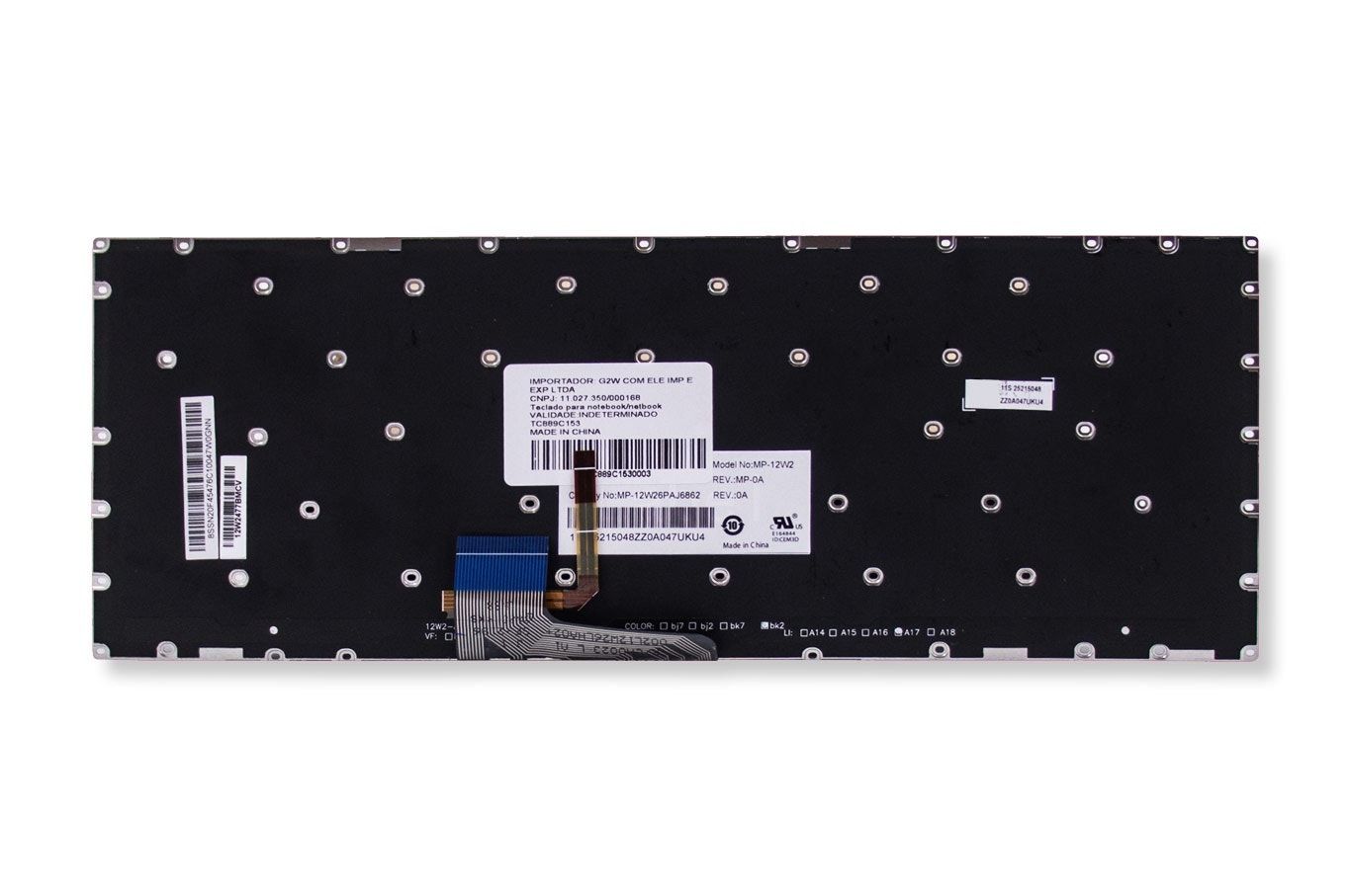 Teclado para Notebook compatível com Part Number 25215048, ABNT2 Preto, possui teclas confortáveis e 12 meses de garantia.