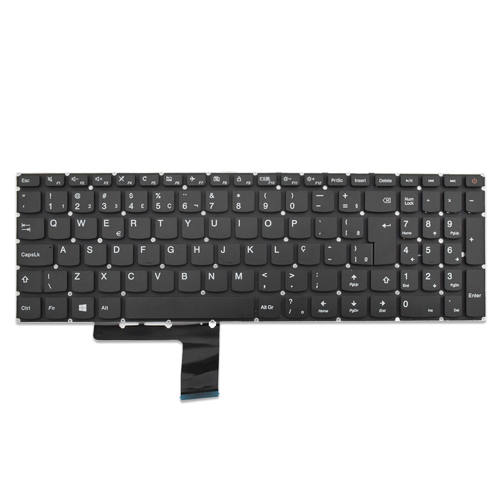 Teclado para Notebook Lenovo Ideapad 110-15ACL, ABNT2 Preto, possui teclas confortáveis e 12 meses de garantia.