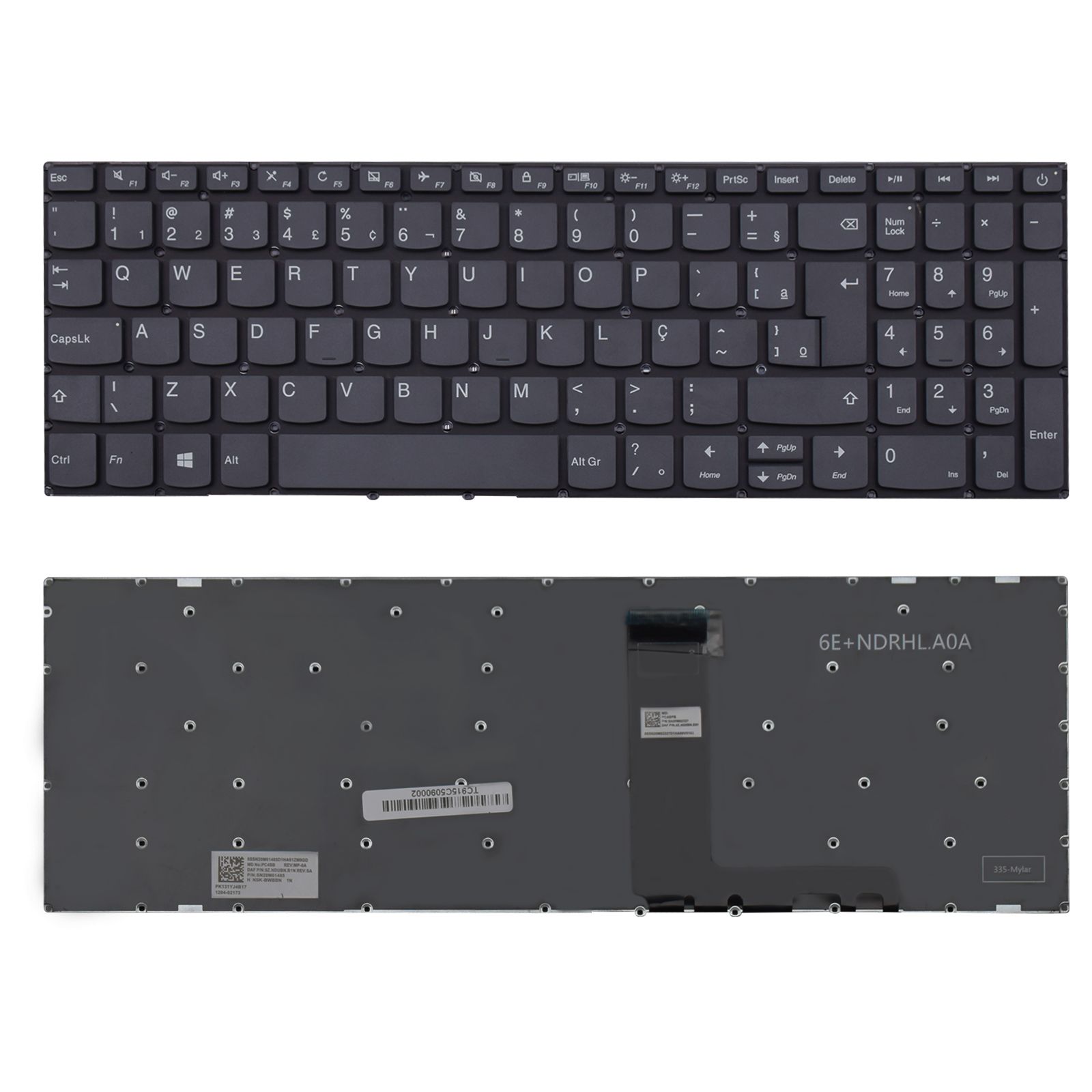 Teclado para Notebook Lenovo Ideapad S145 15IKB 15IWL 15IGM 15API ABNT2 Grafite