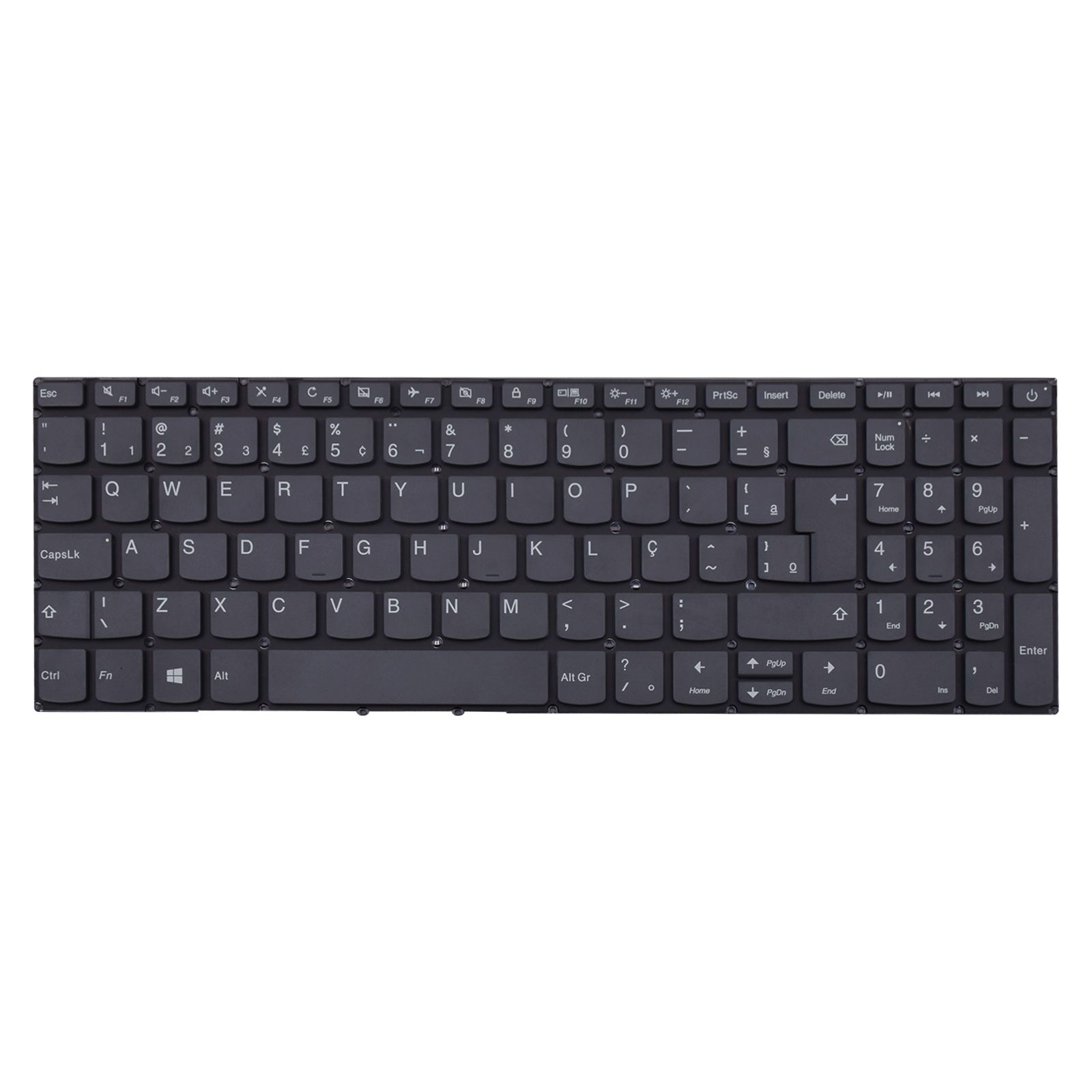 Teclado de reposição para notebook Lenovo S145 81S90005BR padrão ABNT2 com tecla Ç cor preto e sem moldura