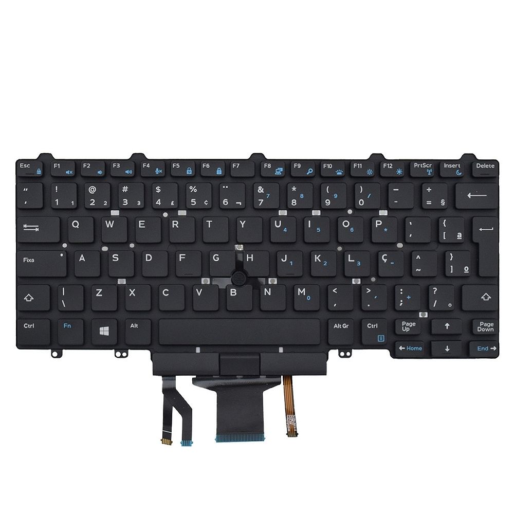 Teclado para Notebook Dell Latitude E7470, ABNT2 Preto, possui teclas confortáveis e 12 meses de garantia.