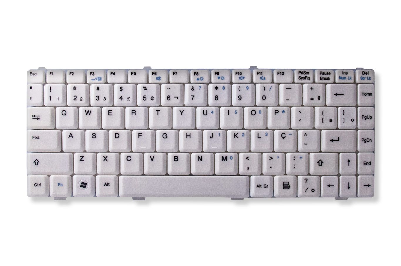 Teclado para Notebook Itautec Infoway W7645, ABNT2 Branco, possui teclas confortáveis e 12 meses de garantia.
