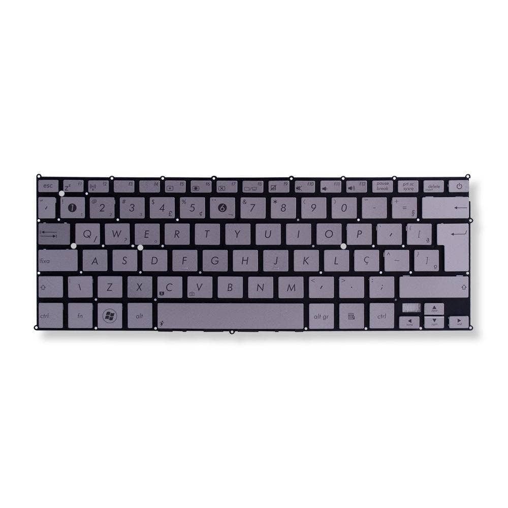 Teclado para Notebook Asus ZenBook UX21-ESL4, ABNT2 Prata, possui teclas confortáveis e 12 meses de garantia.