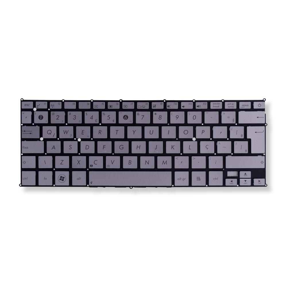 Teclado para Notebook Asus ZenBook UX21-E, ABNT2 Prata, possui teclas confortáveis e 12 meses de garantia.