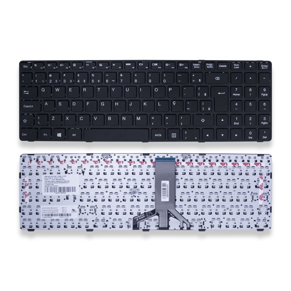 Teclado para Notebook Lenovo Part Number 6385H-US, ABNT2 Preto, possui teclas confortáveis e 12 meses de garantia.