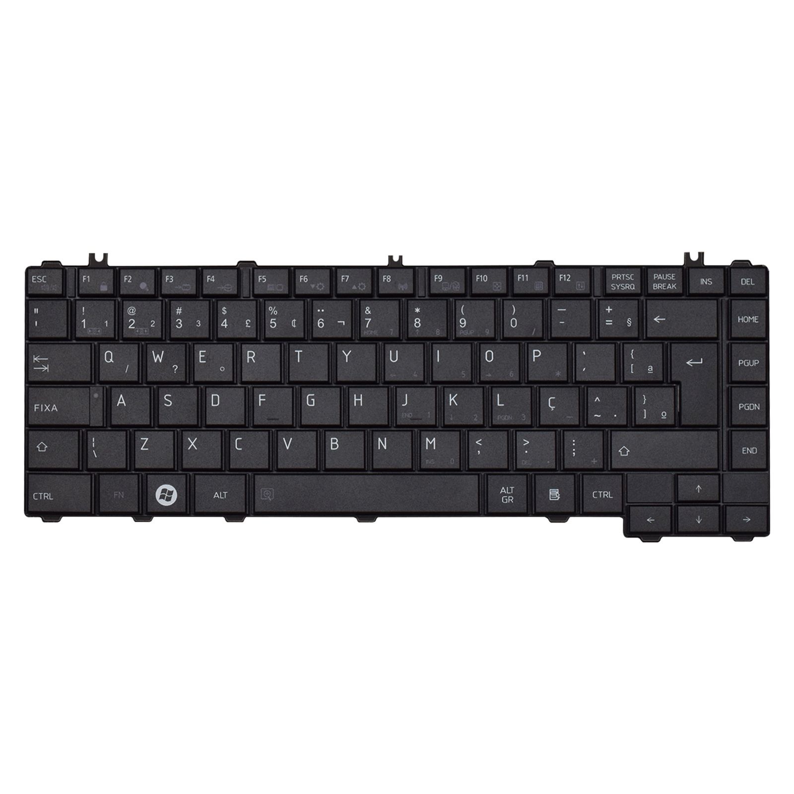 Teclado para Notebook Toshiba Satellite L635-S3012BN, ABNT2 - UK Style Preto, possui teclas confortáveis e 12 meses de garantia.