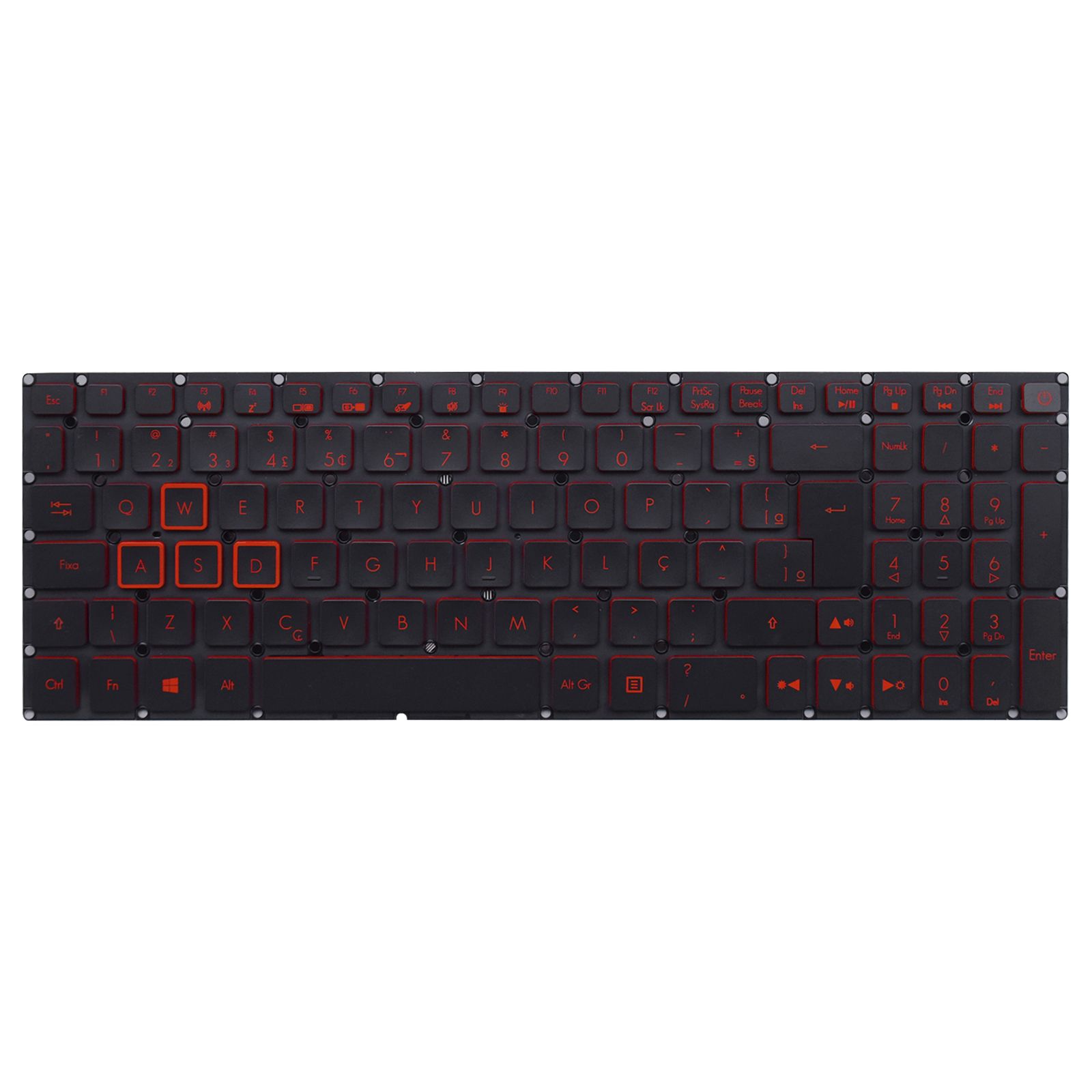 Teclado para Notebook Acer Nitro 5 com padrão ABNT2 Preto possui teclas confortáveis com Ç e 12 meses de garantia