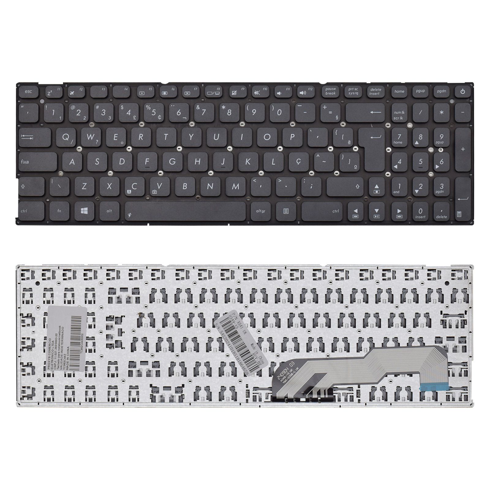 Teclado para Notebook Asus Vivobook X541U, ABNT2 Preto, possui teclas confortáveis e 12 meses de garantia.