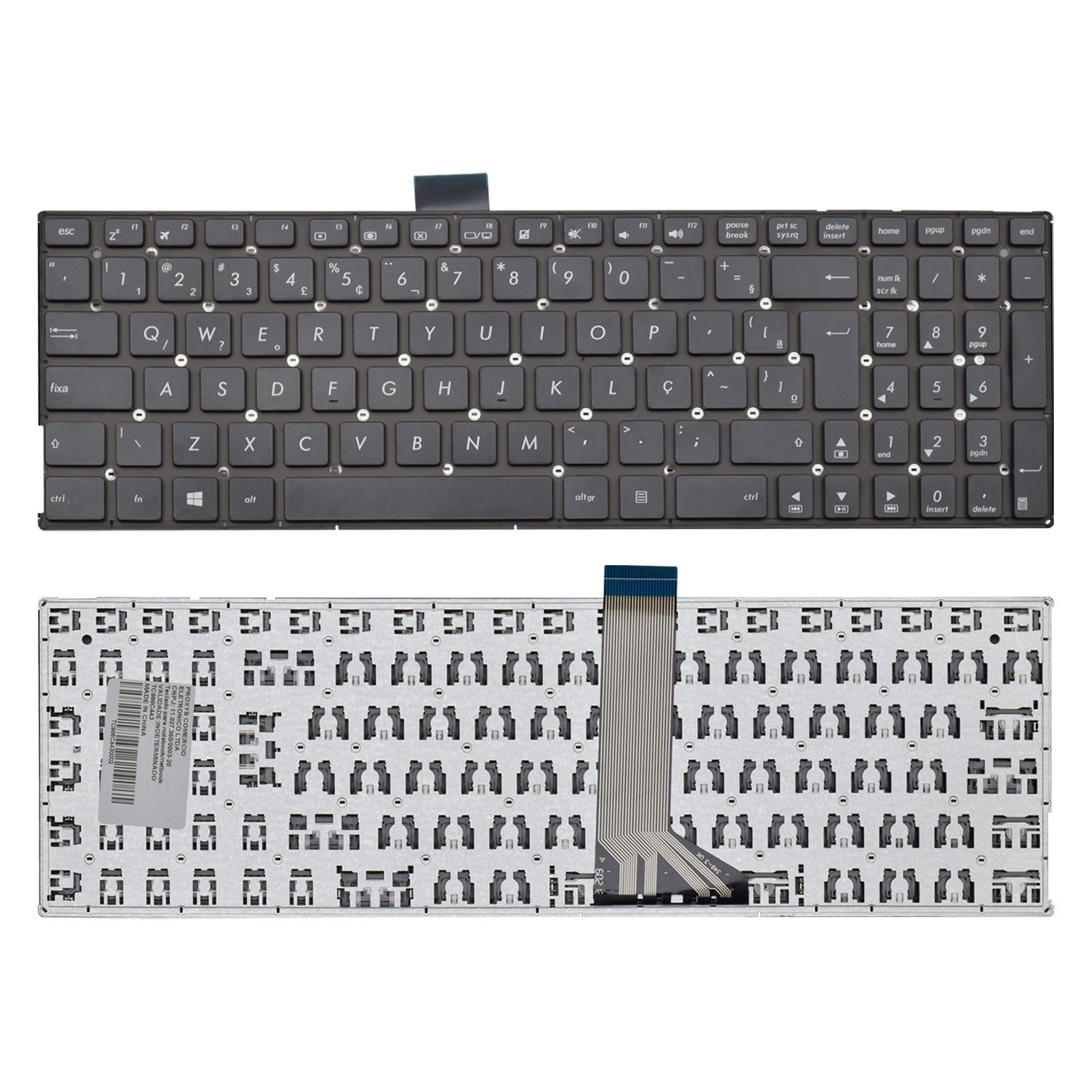 Teclado para Notebook Asus X Series X555LB, ABNT2 Preto, possui teclas confortáveis e 12 meses de garantia.