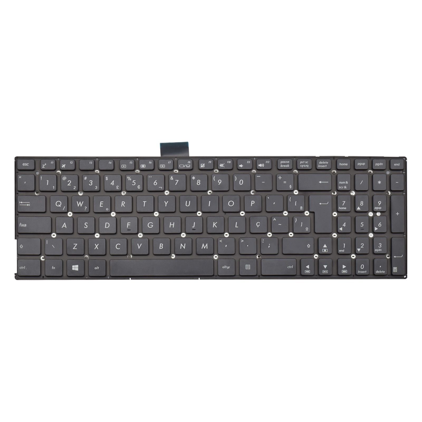 Teclado para Notebook Asus X Series X555UB-X250T, ABNT2 Preto, possui teclas confortáveis e 12 meses de garantia.