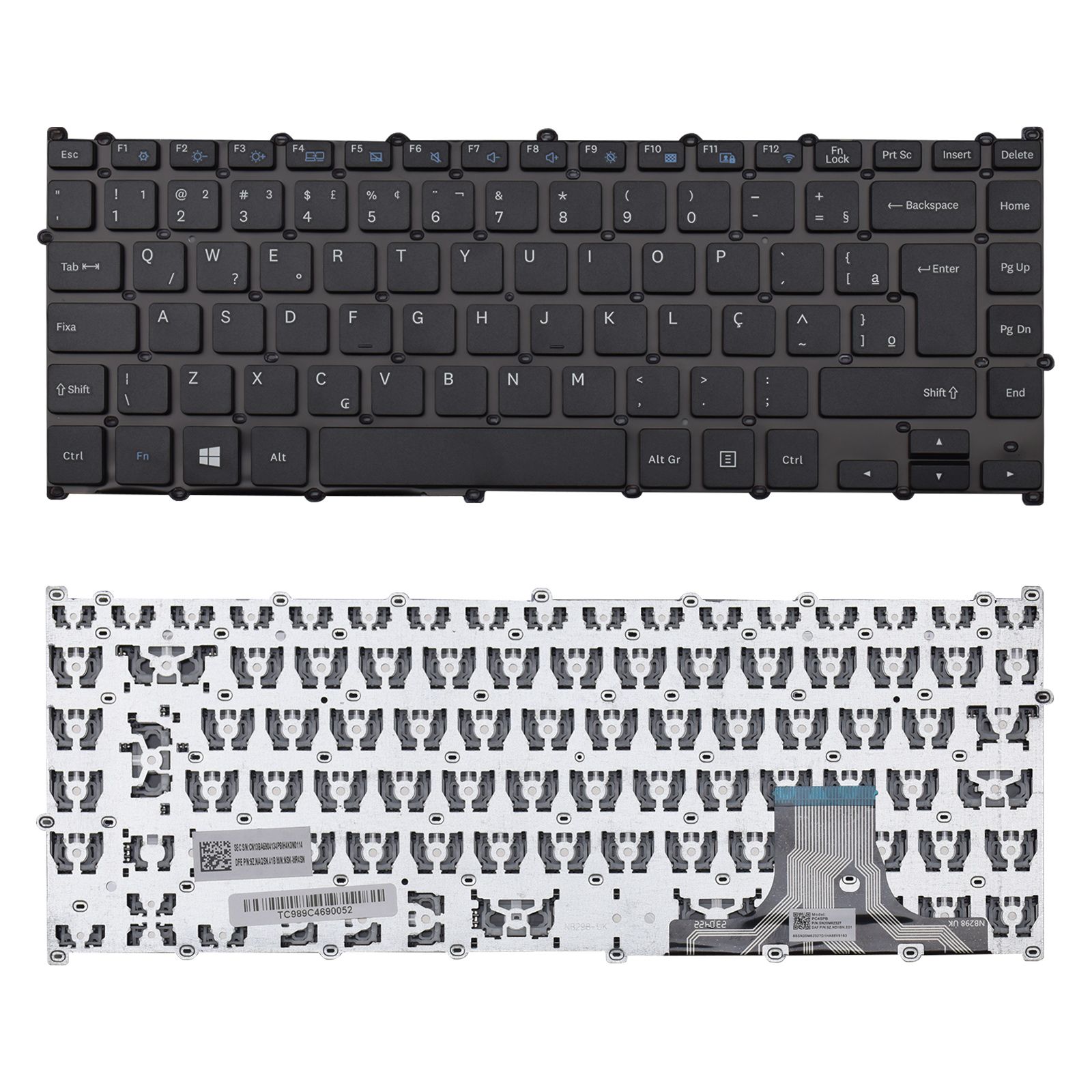 Teclado para Notebook Samsung Part Number 9Z.NAQSN.41B, ABNT2 Preto, possui teclas confortáveis e 12 meses de garantia.