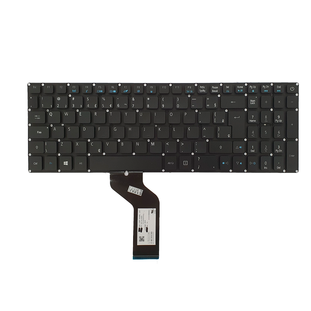 Teclado para Notebook Acer Aspire Nitro V15, ABNT2 Preto, possui teclas confortáveis e 12 meses de garantia.