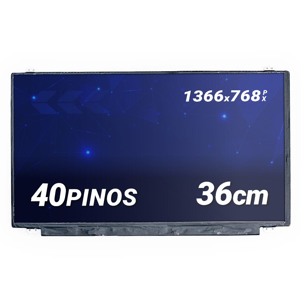 Tela LED Slim de 15.6" compatível com Part Number N156B6-L0D, Brilhante HD (1366 x 768) 40 Pinos, qualidade A+ e 12 meses de garantia.