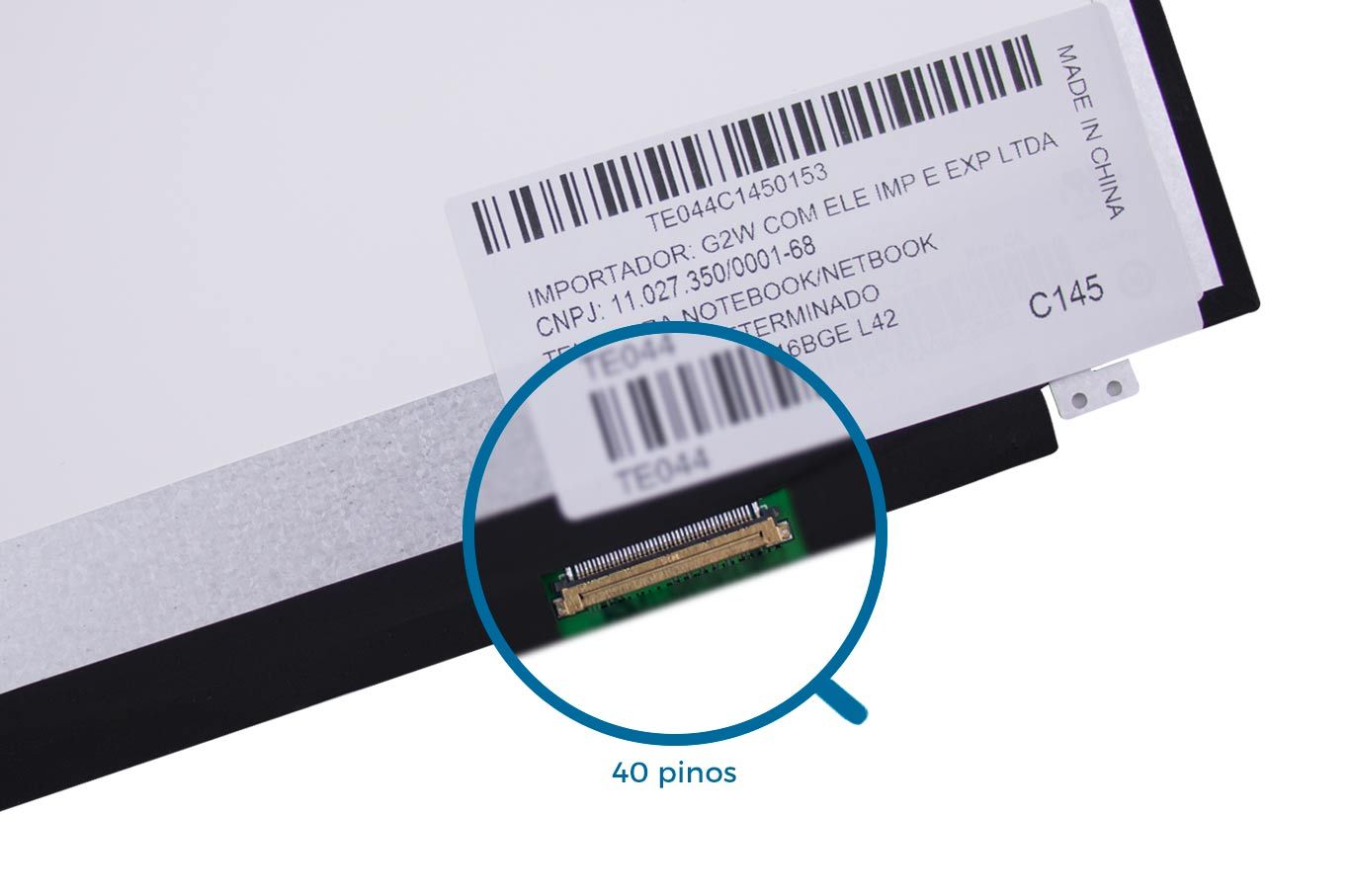 Tela LED Slim de 11.6" para Notebook Acer Aspire One 722-BZ420, Brilhante HD (1366 x 768) 40 Pinos , qualidade A+ e 12 meses de garantia.