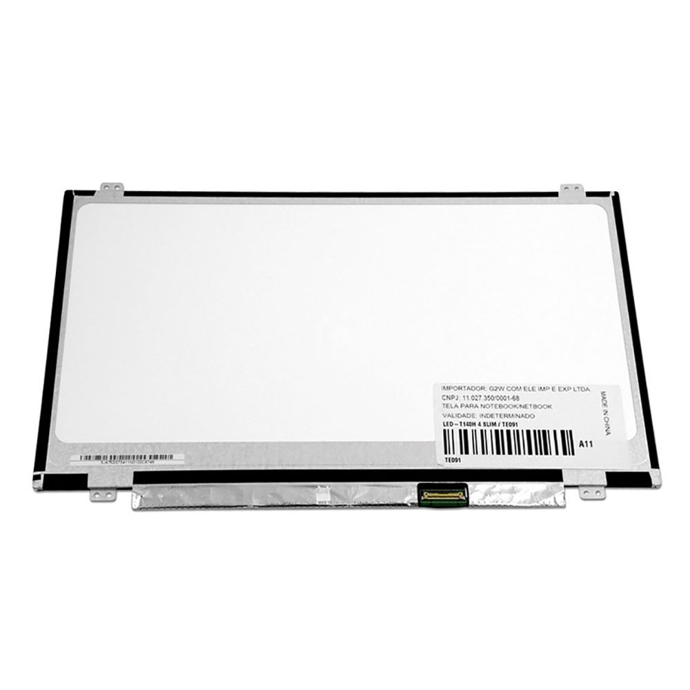 Tela LED Slim de 14" compatível com Part Number B140XTN02.E, Fosca HD (1366 x 768) 30 Pinos, qualidade A+ e 12 meses de garantia.