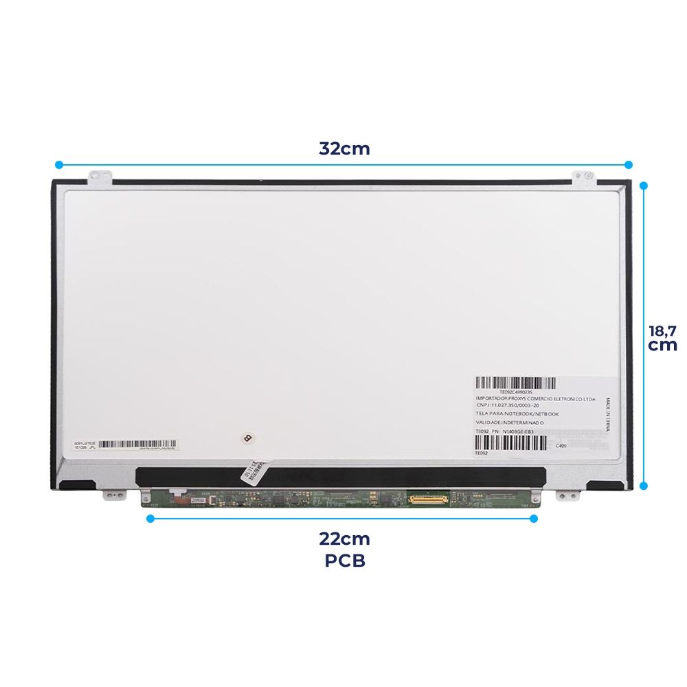 Tela 14" LED Slim Para Notebook Hp 240 G6 Brilhante