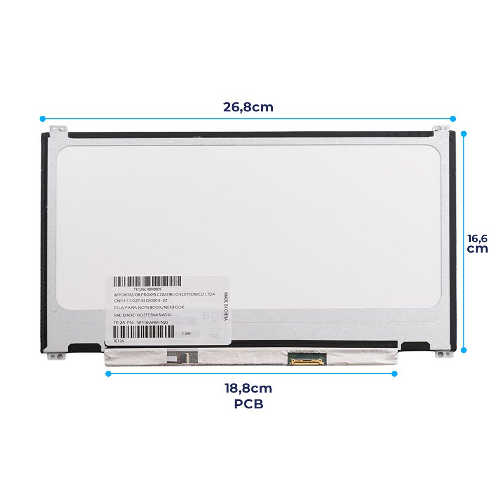 Tela 11.6" LED Slim Para Notebook Part Number N116BGE-EA2 Superior/Inferior