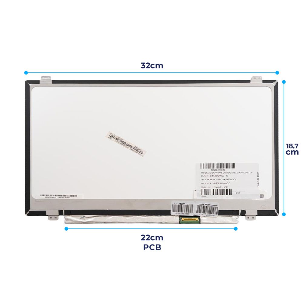 Tela 14" LED Slim IPS Para Notebook Part Number NV140FHM-N48 V8.1