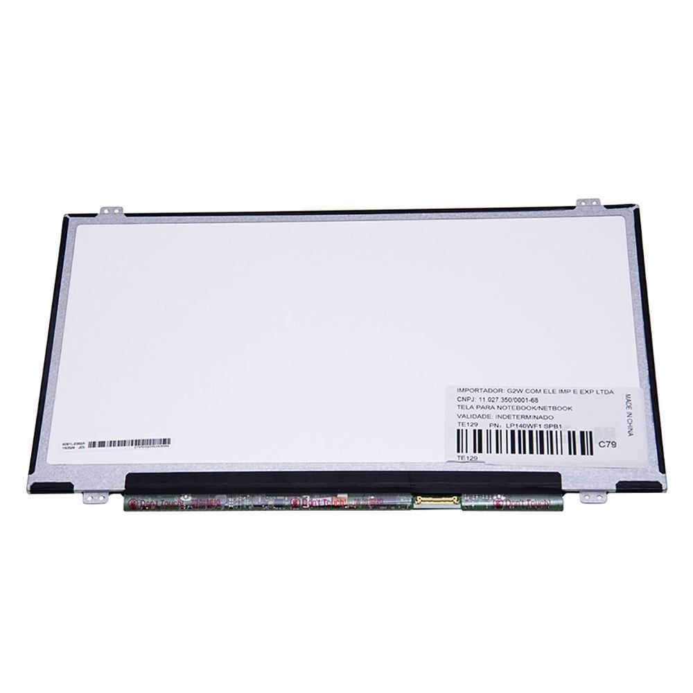 Tela LED Slim IPS de 14" compatível com Part Number B140HAN01.0 HW0A, Fosca FHD (1920 x 1080) 30 Pinos, qualidade A+ e 12 meses de garantia.