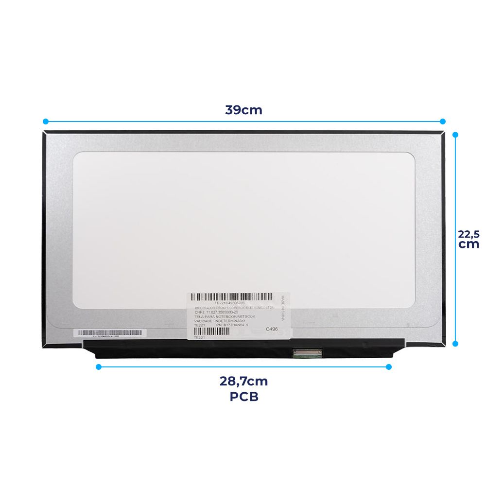 Tela para Notebook Part Number B173HAN04.7 17.3" FHD 144Hz 40 Pinos Fosca