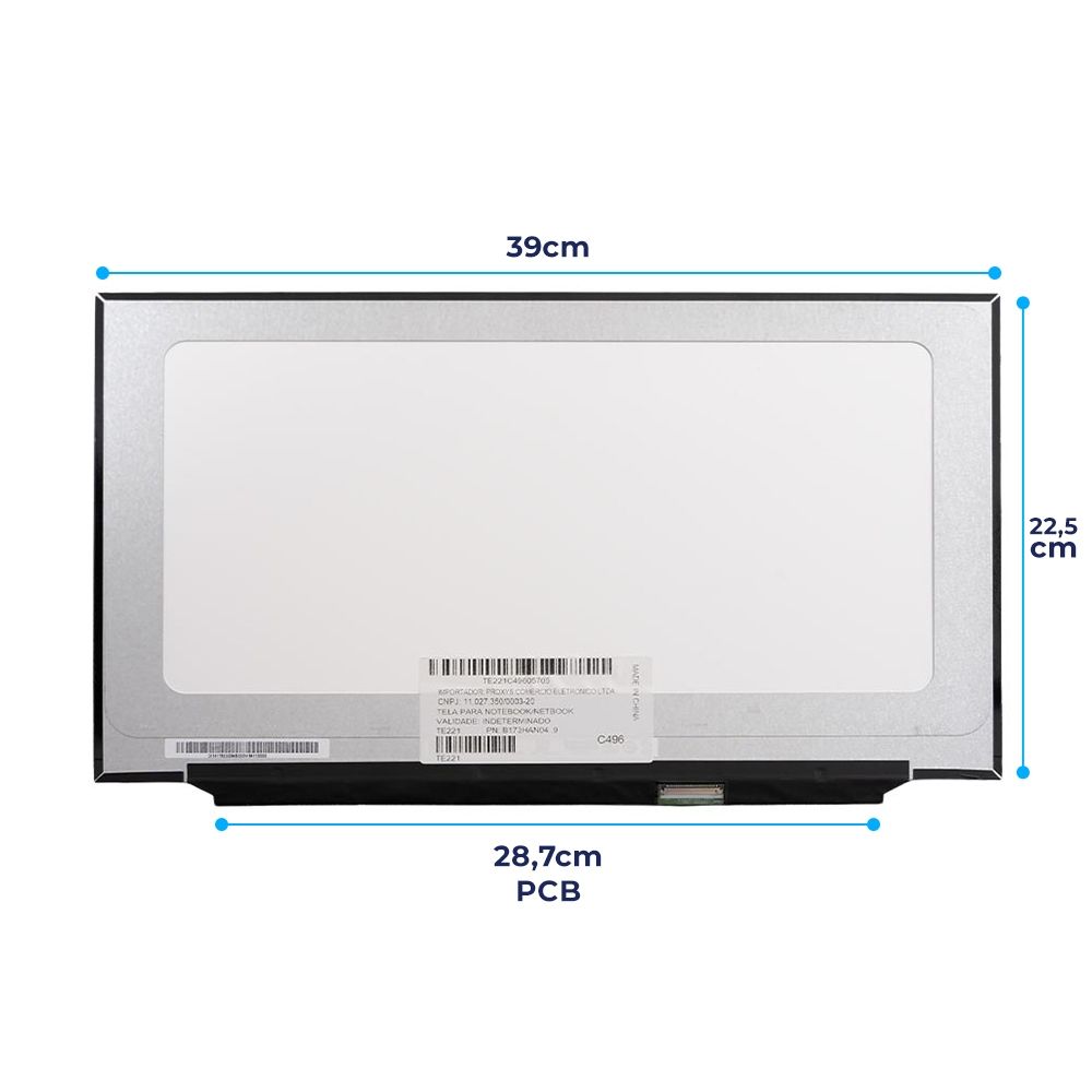 Tela 17.3" LED Slim IPS Para Notebook Part Number B173HAN04.7