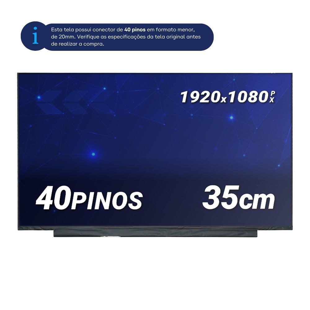 Tela para Notebook Lenovo Ideapad 5 15ARE 15.6" FHD 40 Pinos (Conector Flat Micro de 20mm) Fosca