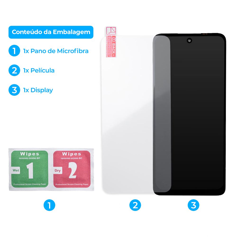 Tela Frontal Display LCD Touch Compatível Motorola G54 + Película