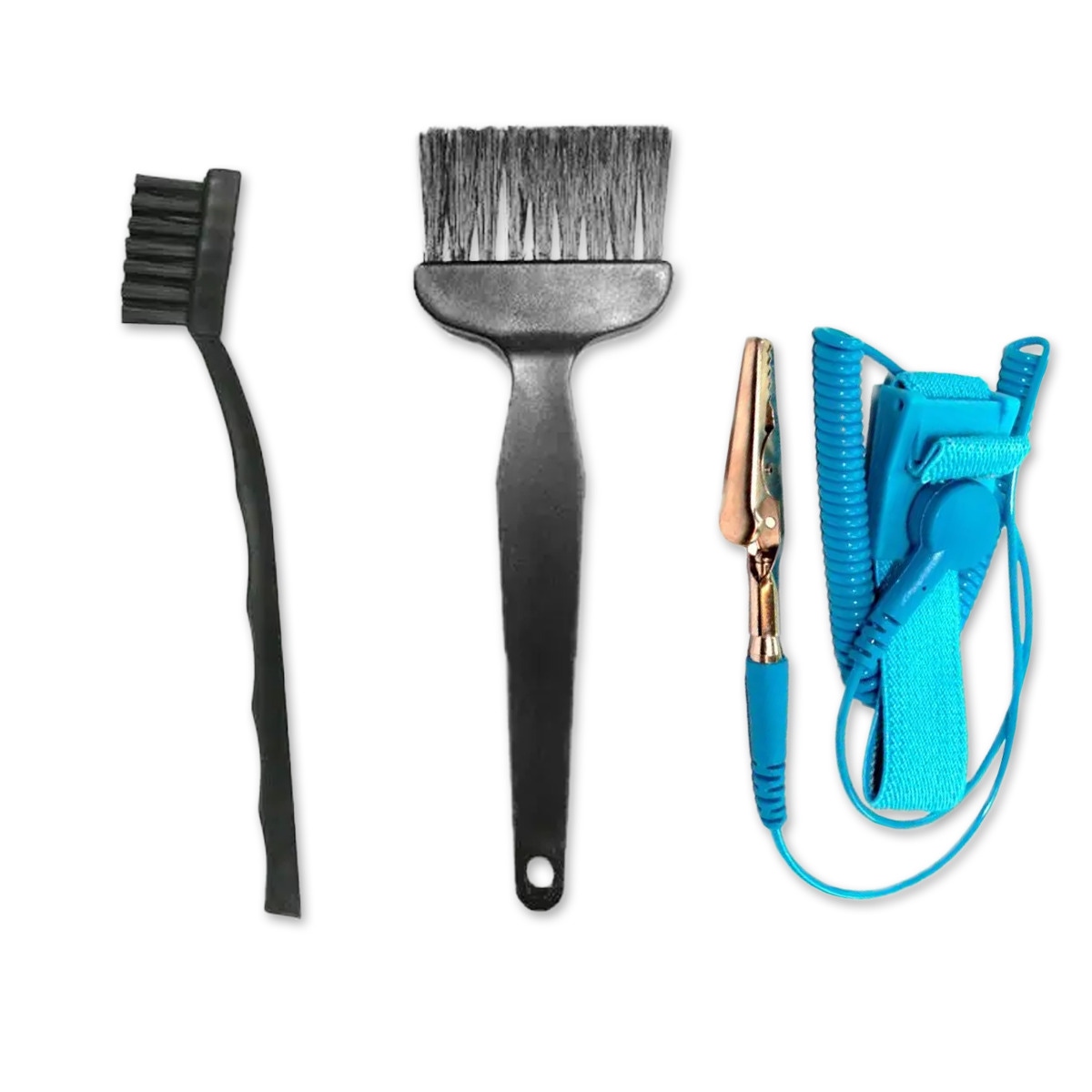 Kit com Pincel Antiestático HK-218 Hikari + Escova Antiestática HK-212 + Pulseira Antiestática ESD Hikari HK-102
