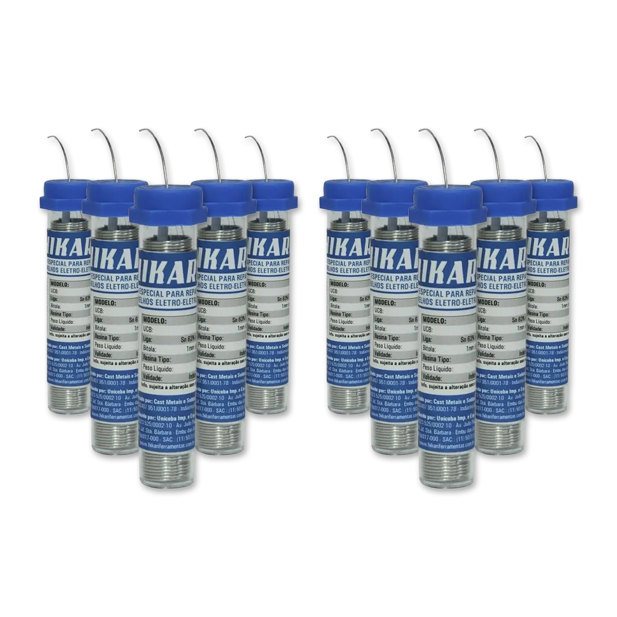 Kit com 10 unidades da Solda em Fio Hikari HS-63